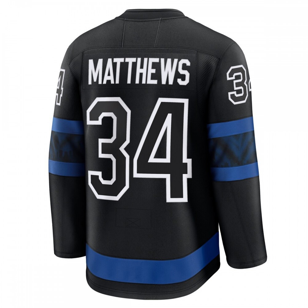 Auston Matthews Toronto Maple Leafs Captain Patch Alternate Premium Jersey - Black-Pro Kit Vault | Brand New 26/27 Sports Jerseys